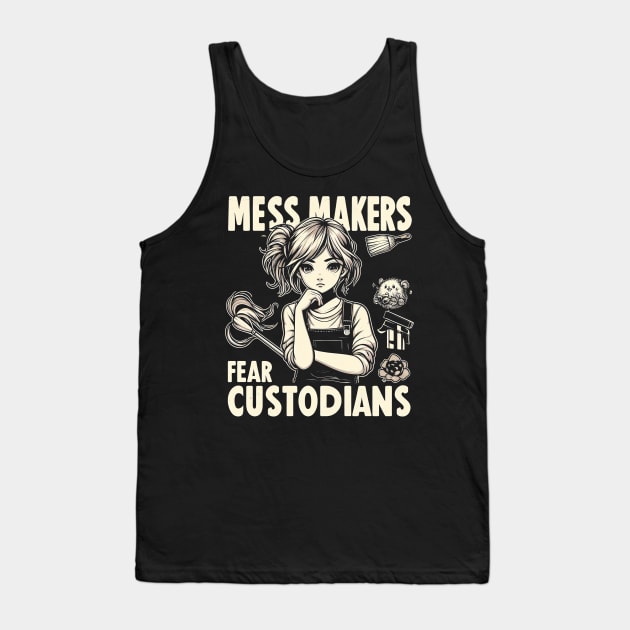 "Mess Makers Fear Custodians" Custodian Tank Top by SimpliPrinter